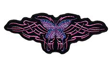 Lady Butterfly Embroidery Biker Patch